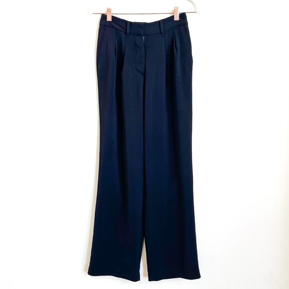 Quince Stretch Crepe Pleated Wide Leg Womens Pants Size 2 Black Minimalist Work - Picture 1 of 8